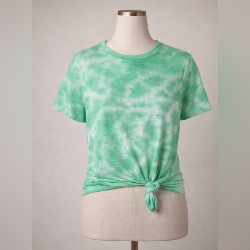 Sanctuary Perfect Knot Tie-Dye Green Tee Knotted Front Top Size S Anthropologie - Picture 3 of 7